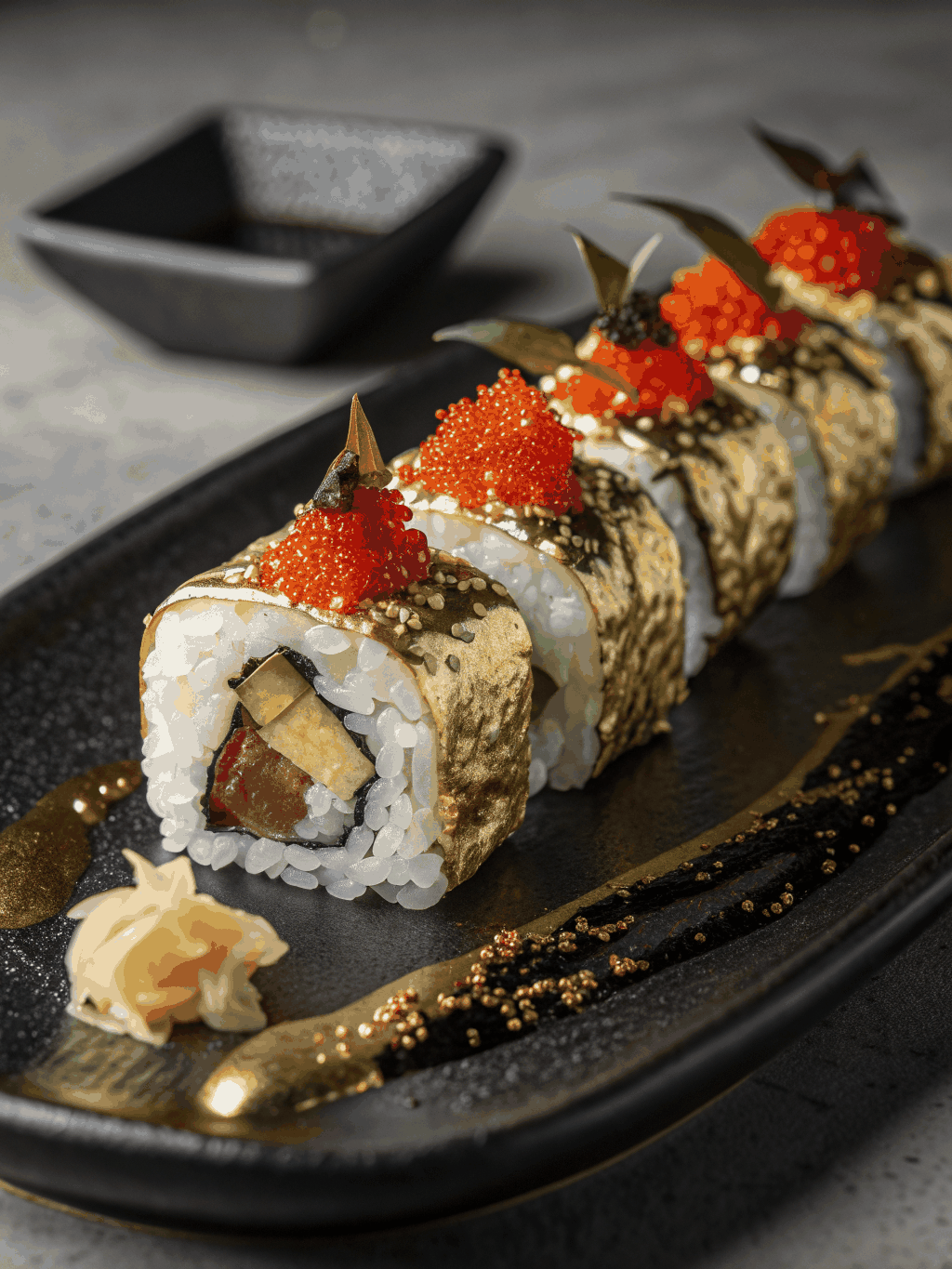 Macro shot of Yerevan Sunset sushi roll